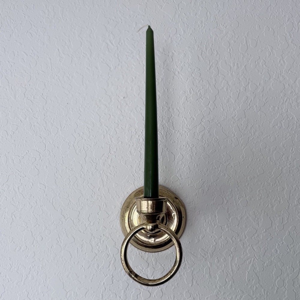 Vintage Brass Candle Stick Holder Ring Sconce Wall Mount Victorian Rustic